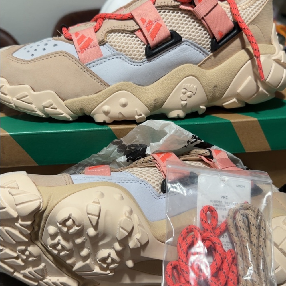 adidas Beige and Red Athletic Shoes